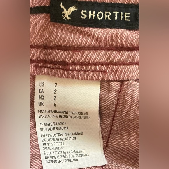 American Eagle Outfitters Women's Burgundy Stretch Shortie Shorts - Picture 6 of 7